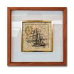 NONAME Tablo Center Taxta Çərçivə Şüşə Qızıl Tablo 42x42 cm R-