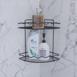 Dalğa naxışlı hamam rəfi, 2-li dəst, qara rəng, SB066