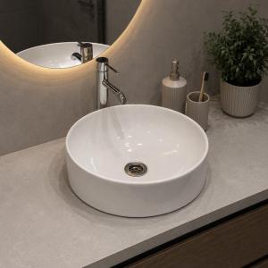 NOVA C45 üstü lavabolu, armatur dəliksiz, ağ rəngli, dekorsuz mebel
